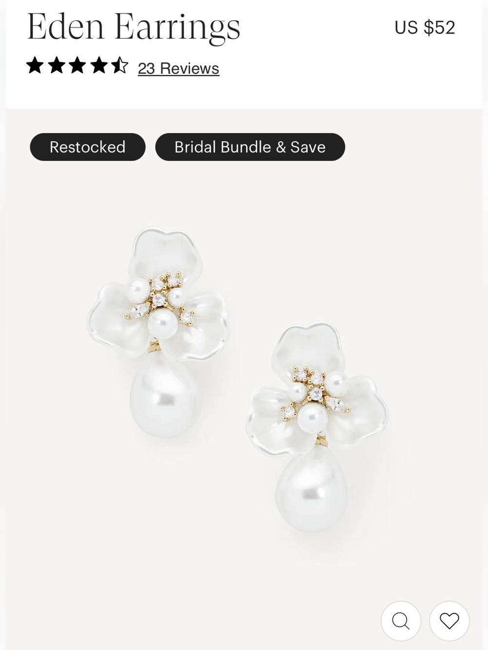Olive and Piper White Pearl Floral Drop Earrings